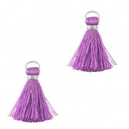 Mini Quaste 2cm - Silver-paisley purple